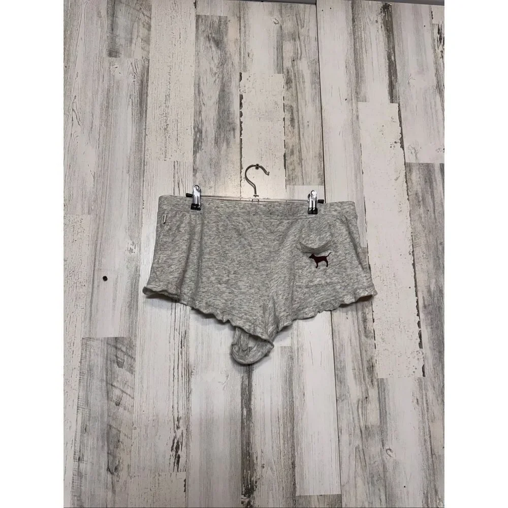 Victoria’s Secret PINK Sleep Shorts Women’s Large Gray Ruffle Hem Lounge Pajama